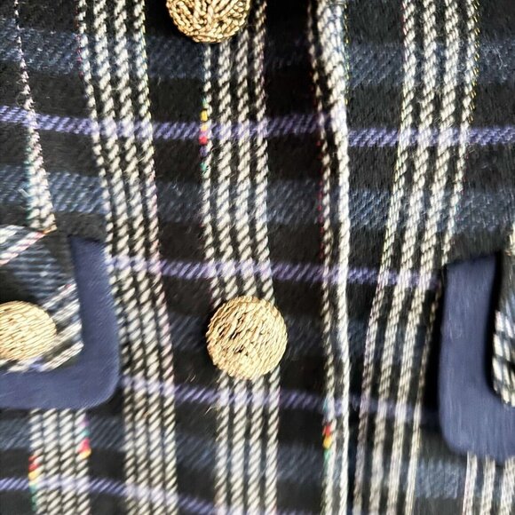 Vintage Plaid Wool Blazer with Gold ButtonsS/M - Picture 3 of 8